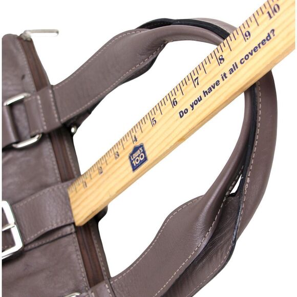 Bennemann BROWN GENUINE LEATHER BUCKLE SHOULDER BAG BUSINESS TOTE HANDBAG PURSE - Picture 15 of 15